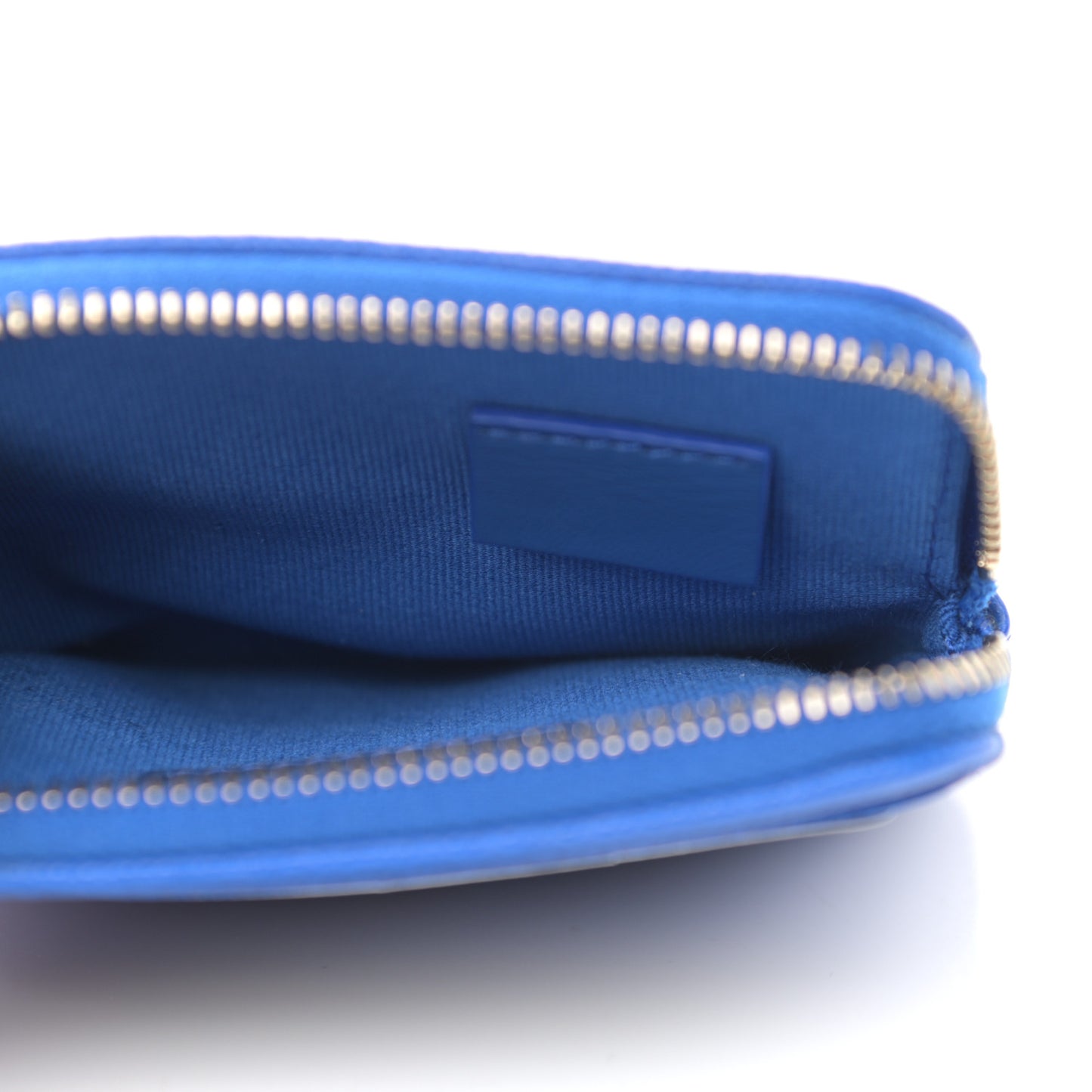 Caviar Quilted Zip Card Holder Wallet Blue