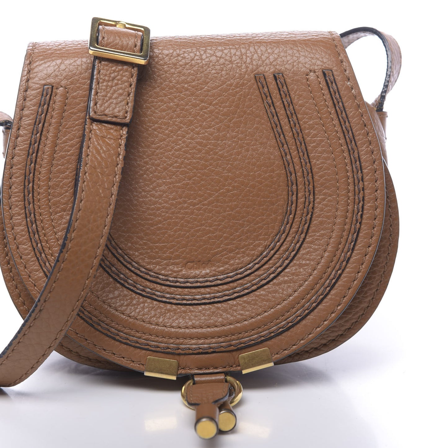 Calfskin Mini Marcie Round Crossbody Bag Tan