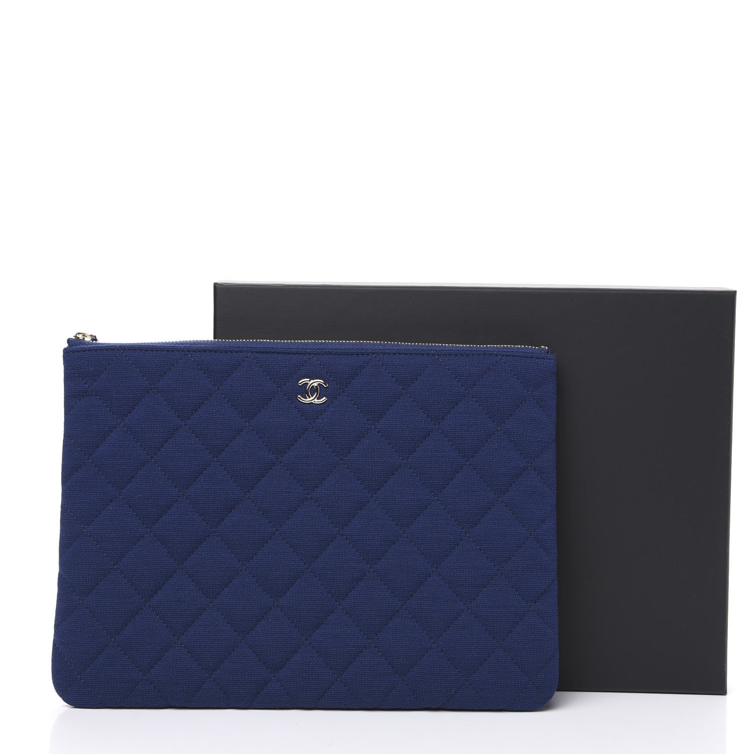 Chanel Jersey Quilted Medium Cosmetic Case Blue 8 of 8