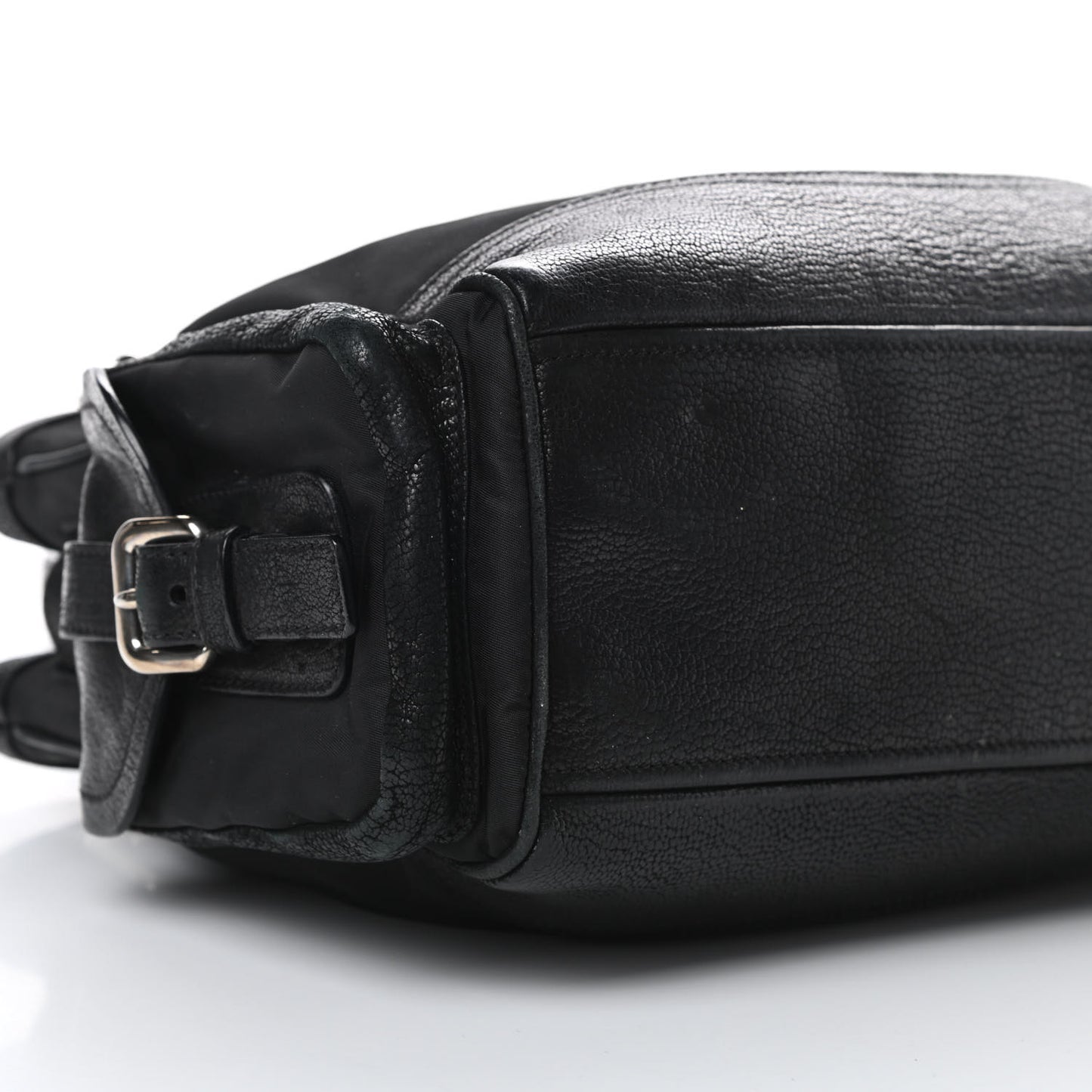 Tessuto Nylon Calfskin Shoulder Bag Black