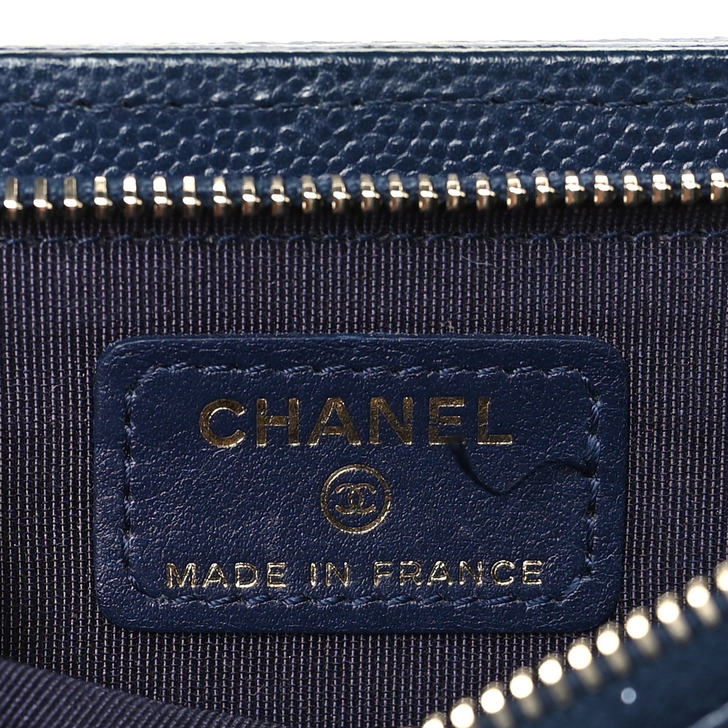 Caviar Quilted Zip Phone Case Navy