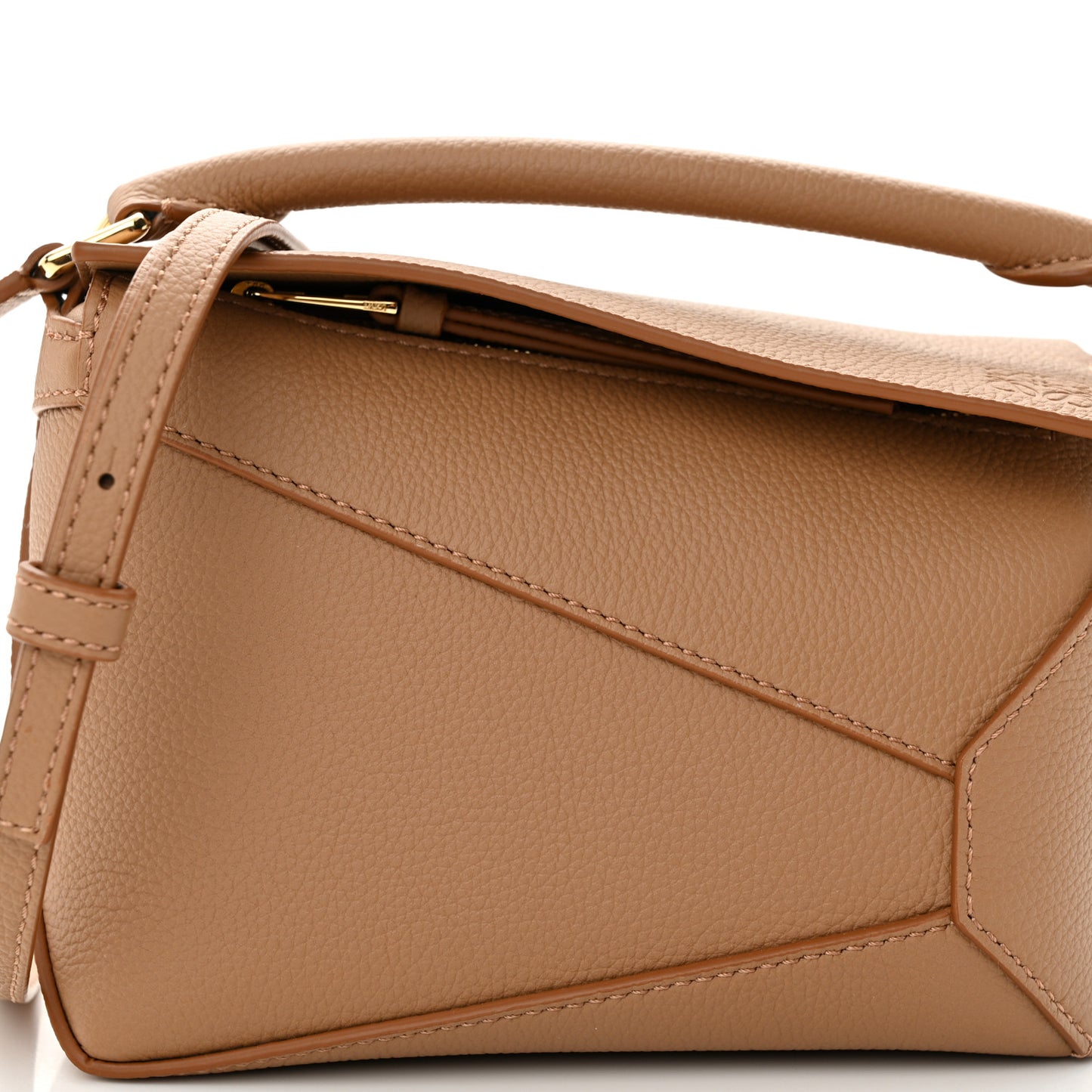 Calfskin Mini Puzzle Edge Bag Toffee