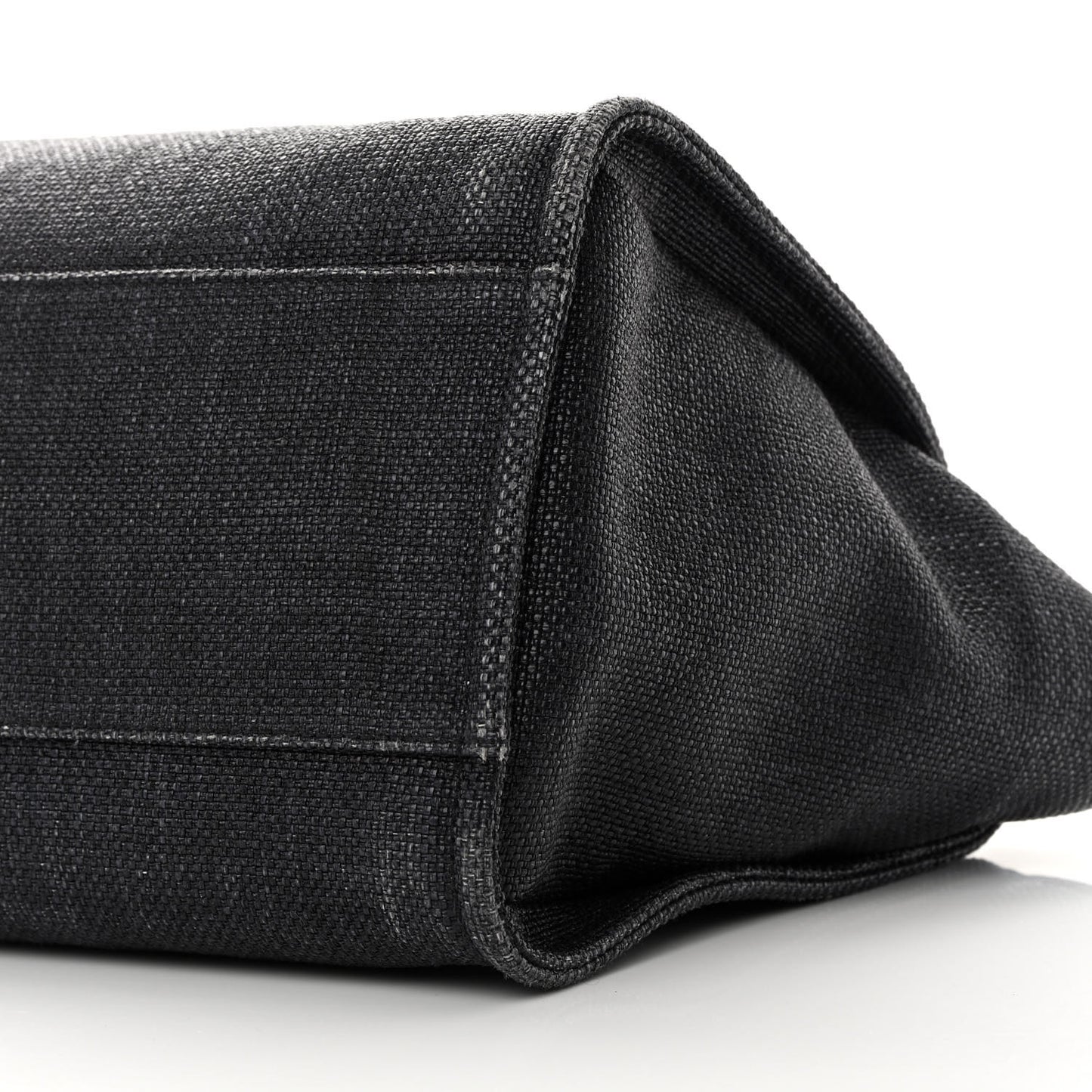 Woven Straw Raffia Large Deauville Tote Black