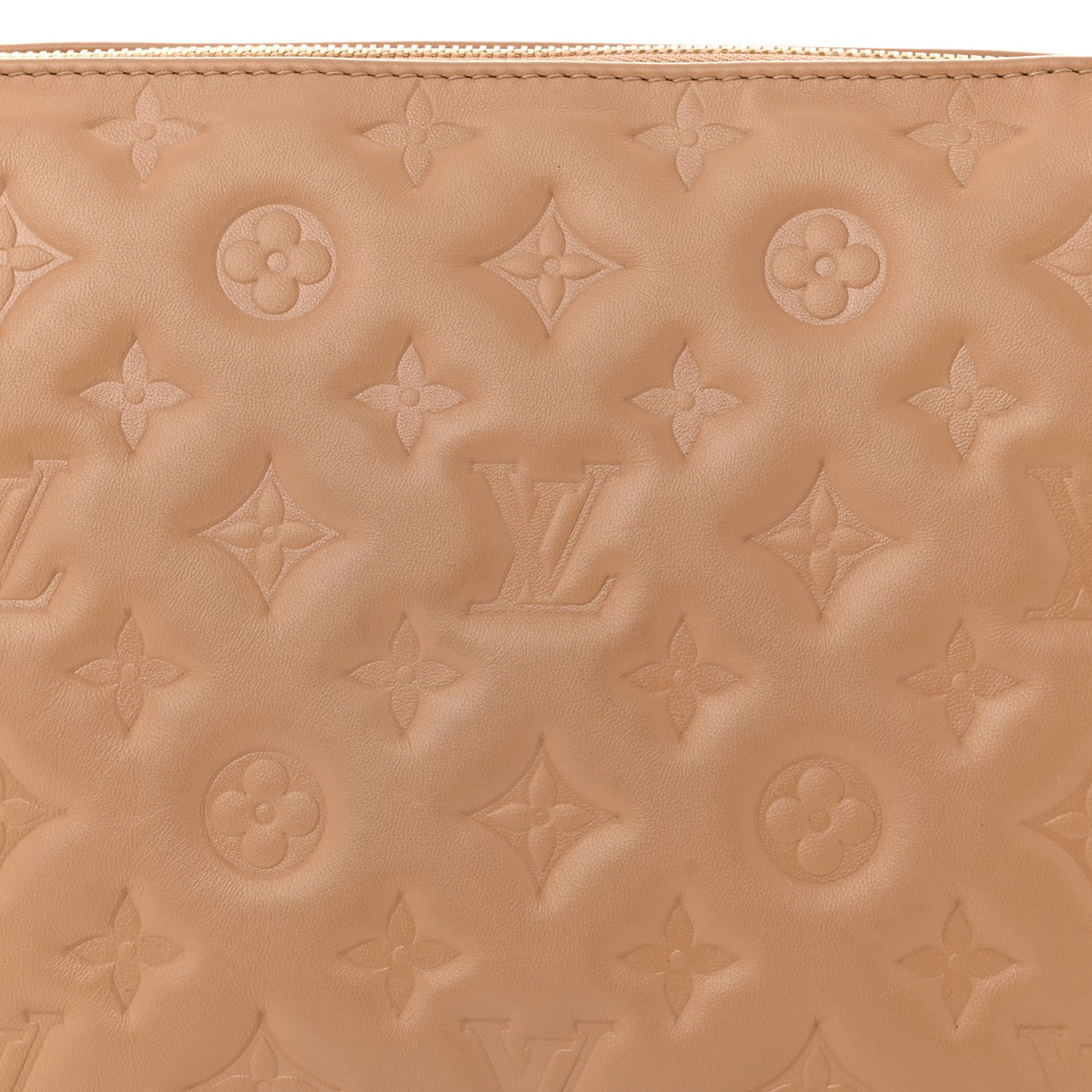 Lambskin Embossed Monogram Coussin PM Taupe