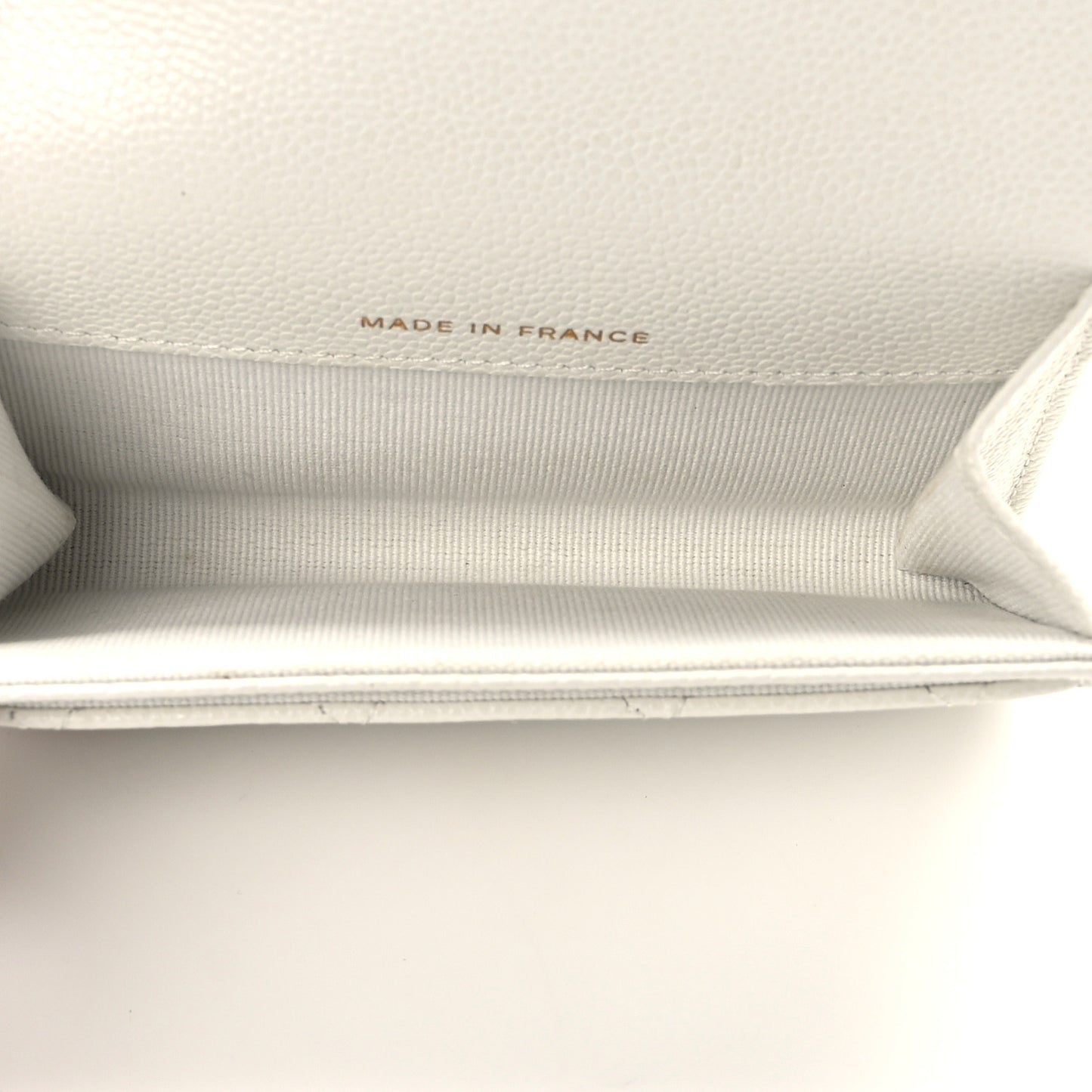 Caviar Quilted Flap Card Holder Wallet White