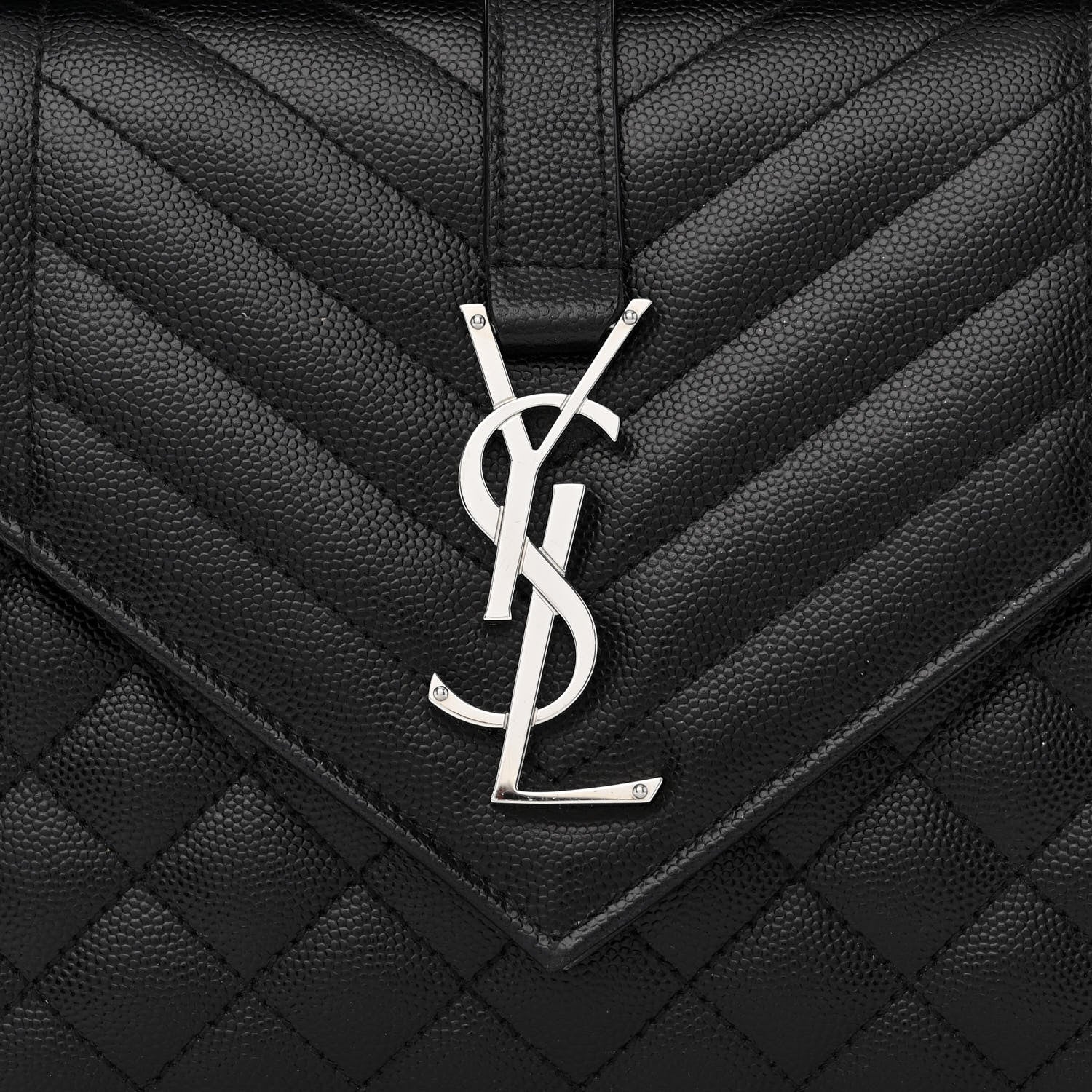 Saint Laurent Grain De Poudre Textured Mixed Matelasse Triquilt Medium Monogram Satchel Black 8 of 13