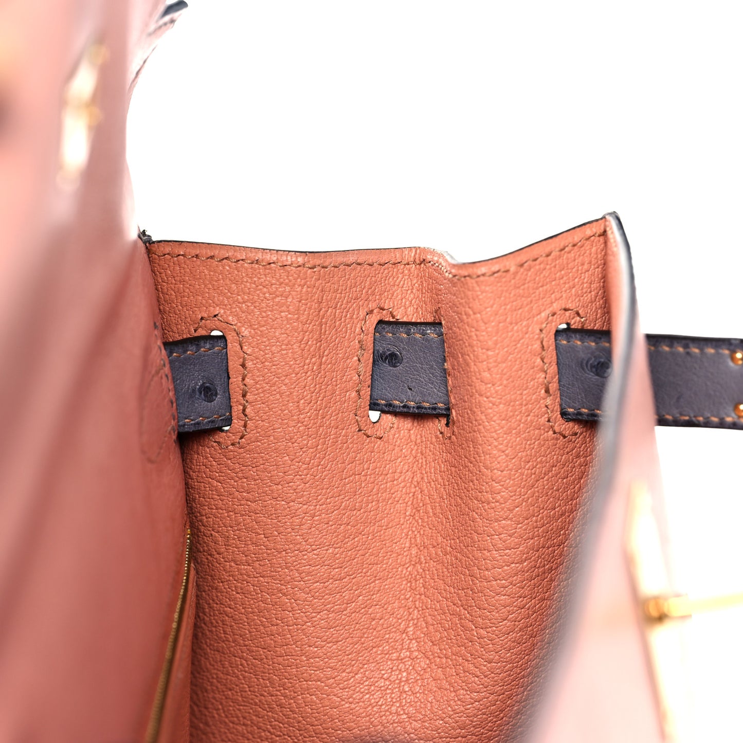 Ostrich Horseshoe Kelly Sellier 28 Terre Cuite Gris Agate