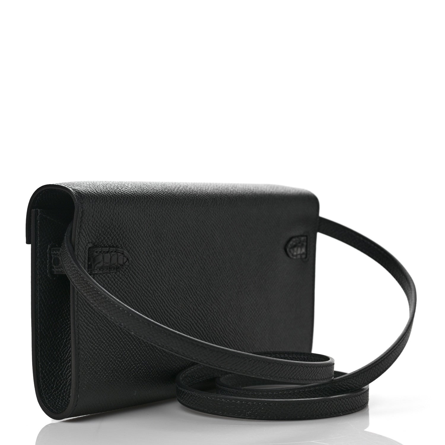 Hermes Epsom Matte Alligator Touch Kelly Wallet To Go Black 3 of 9