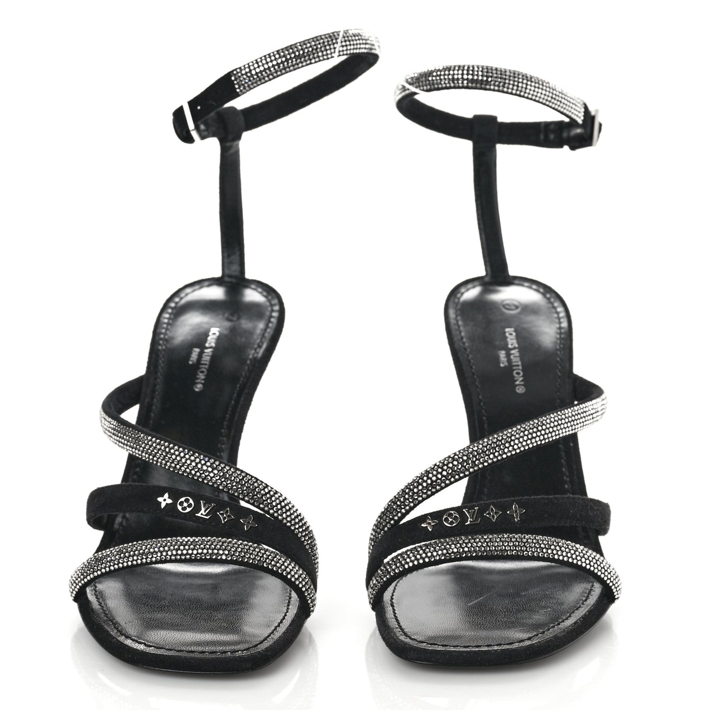 Suede Goat Rhinestone Appeal Sandals 37.5 Black