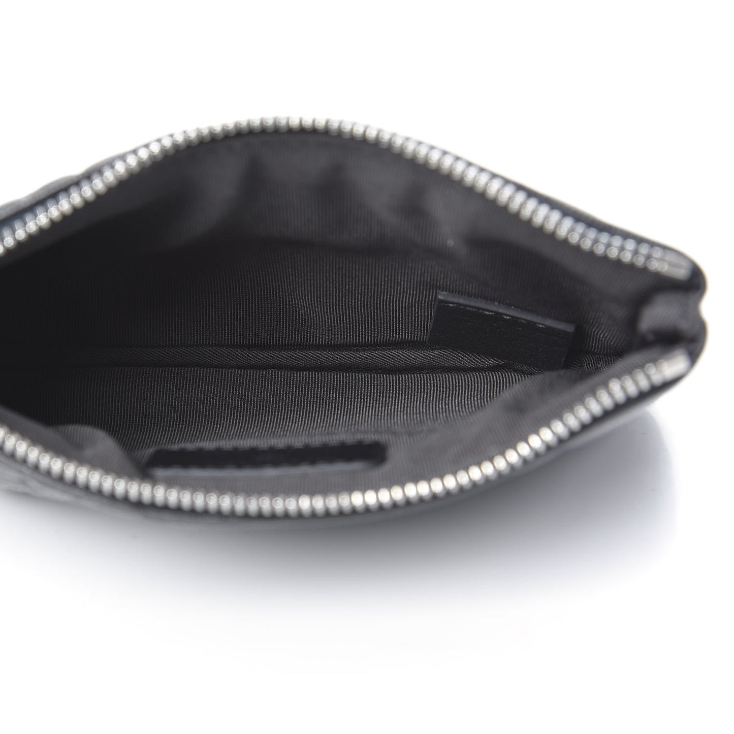 Goatskin Camellia Embossed Cosmetic Pouch Anthracite