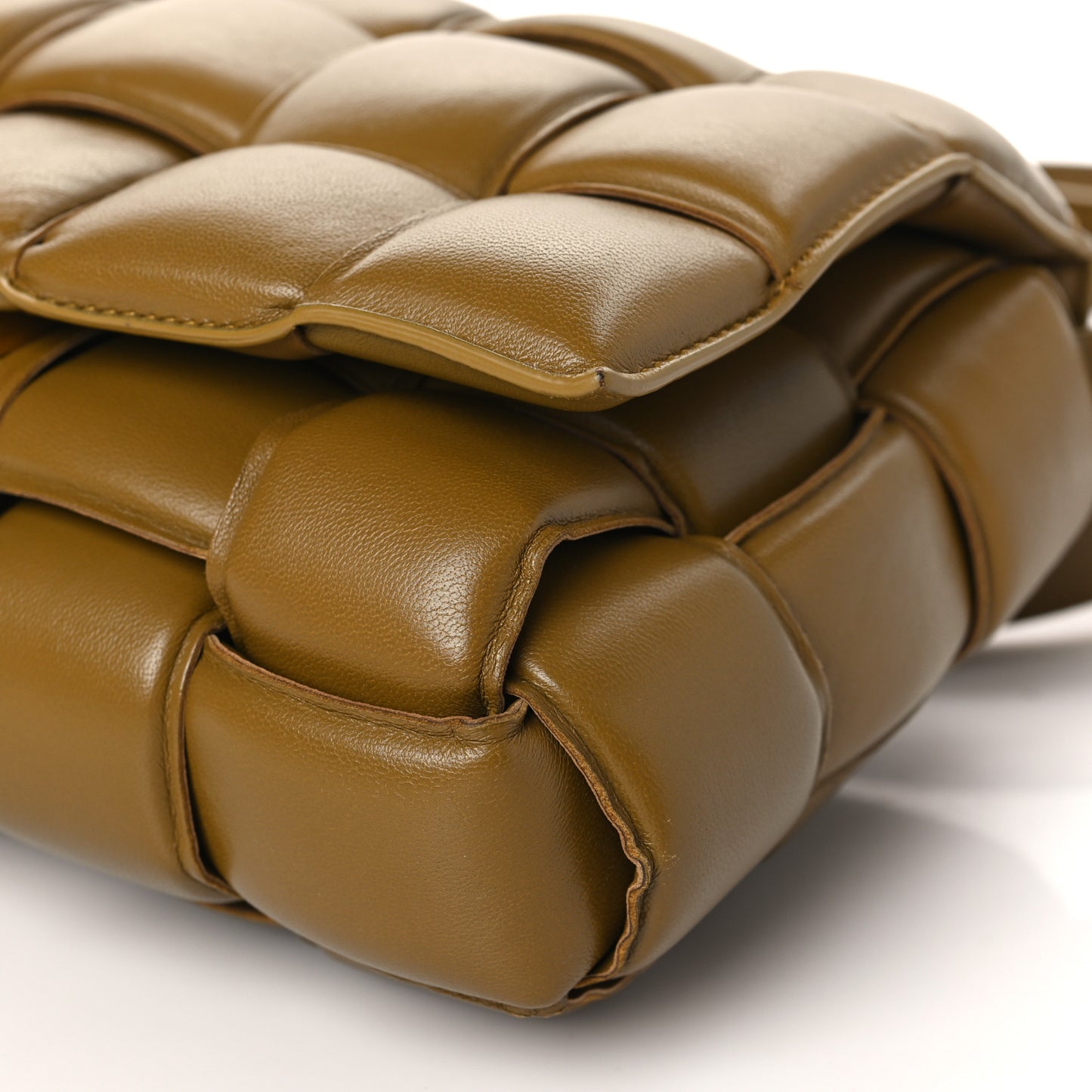Nappa Maxi Intreccio Padded Cassette Crossbody Bag Acorn