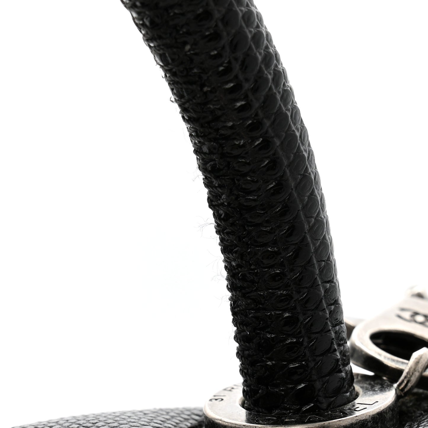 Caviar Lizard Embossed Quilted Mini Coco Handle Flap Black