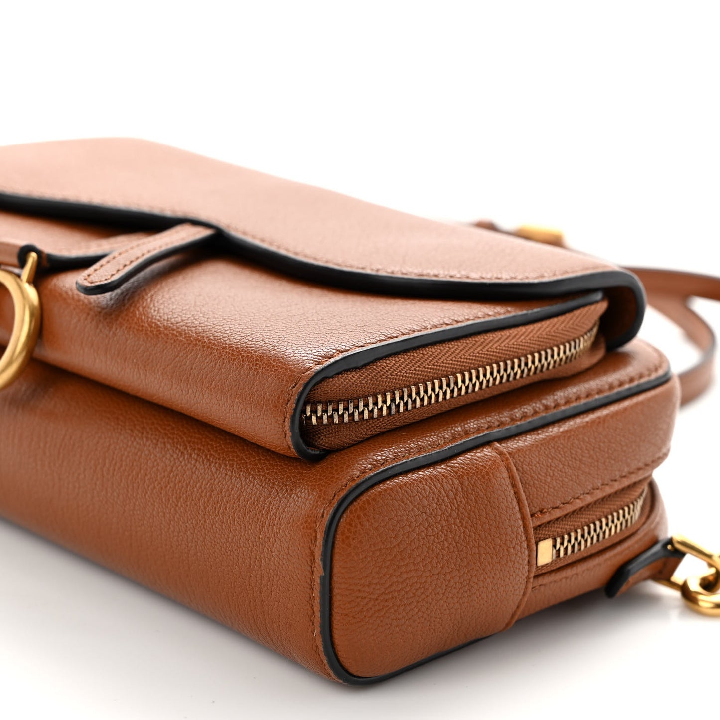 Goatskin Double Saddle Pouch Tan