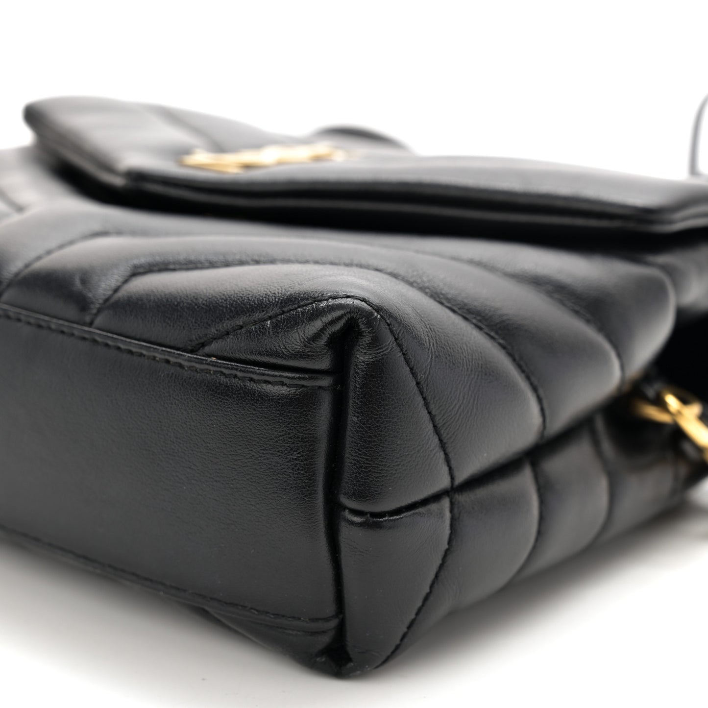 Calfskin Y Quilted Monogram Toy Loulou Crossbody Bag Black