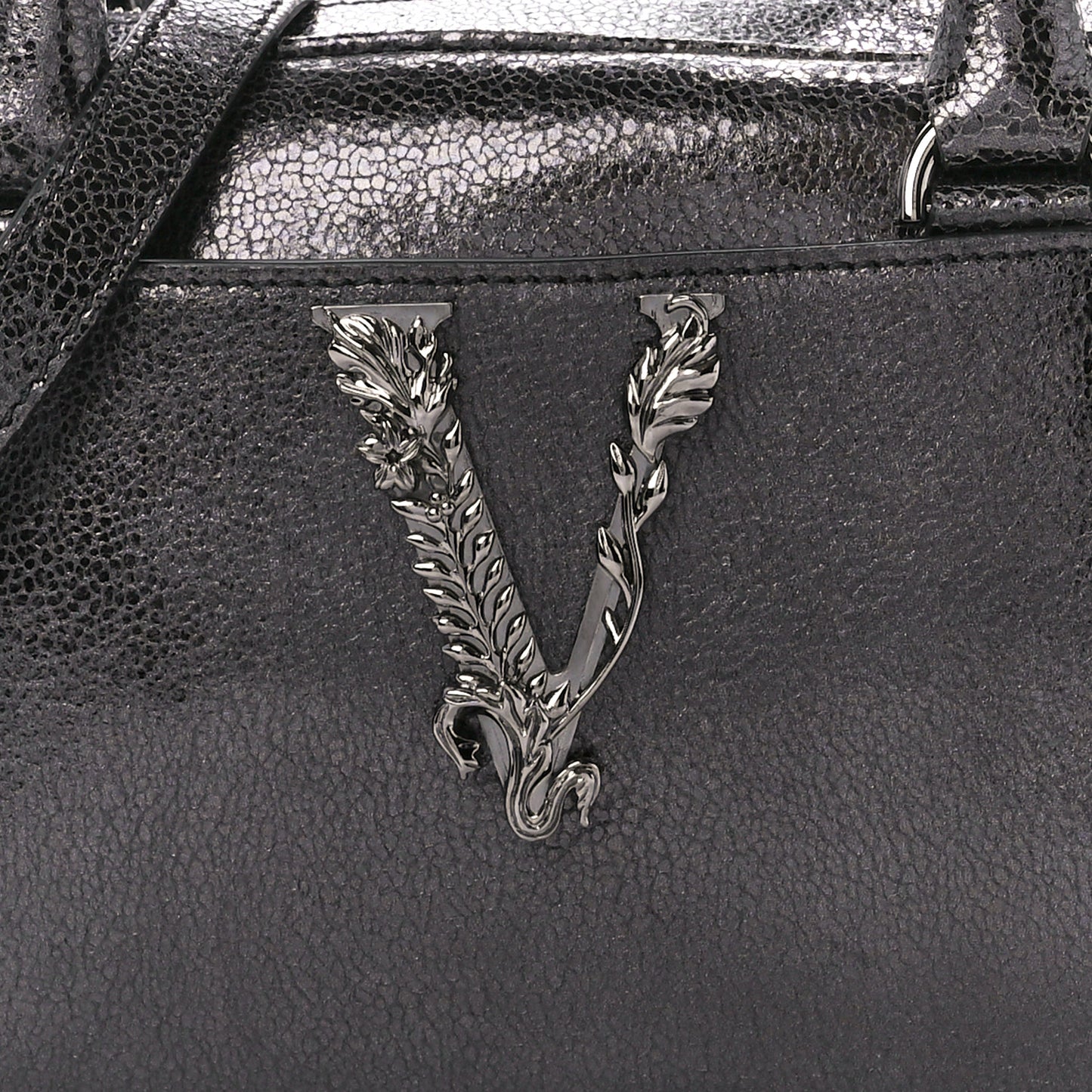 Metallic Calfksin Virtus Small Bowling Bag Grey
