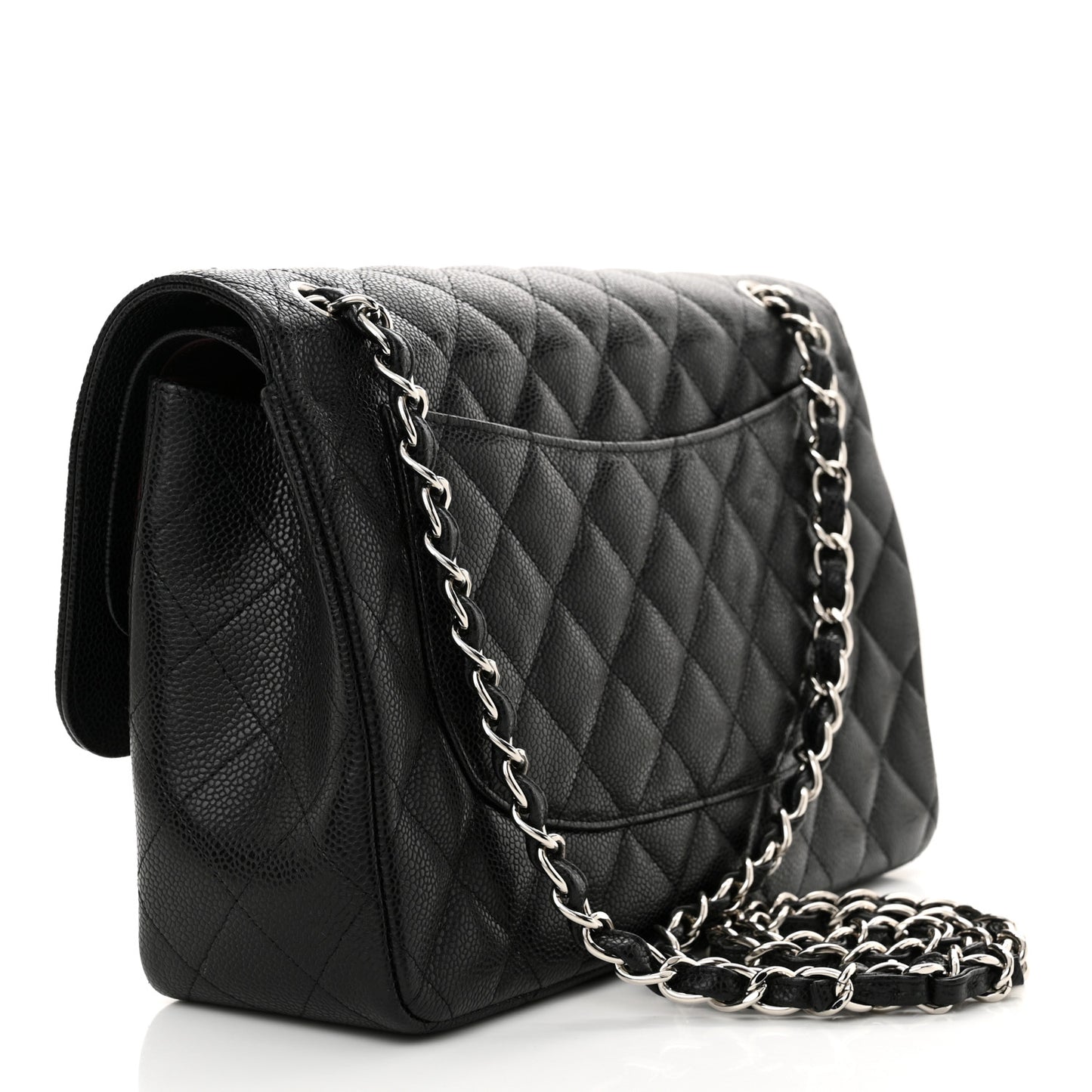 Caviar Quilted Jumbo Double Flap Black