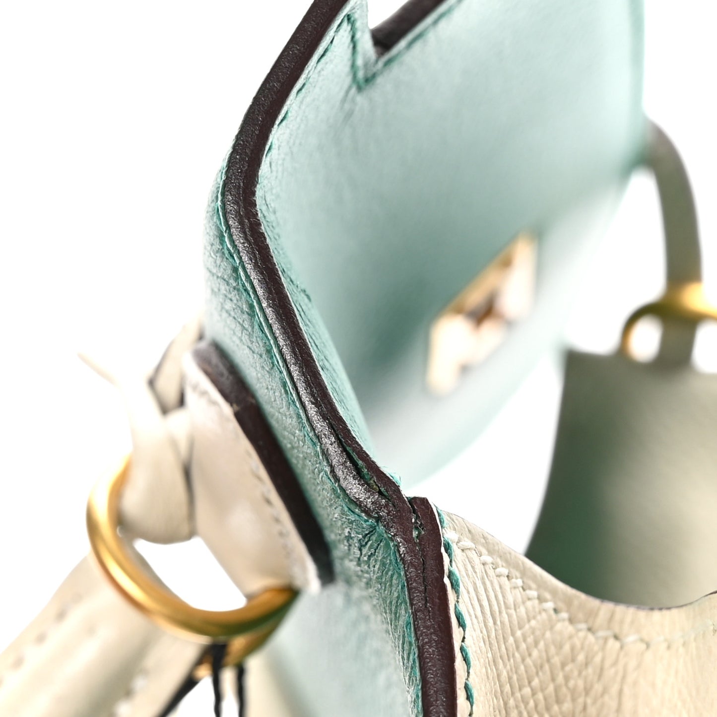 Epsom Bi-Color Horseshoe Kelly Sellier 25 Vert Vertigo Craie