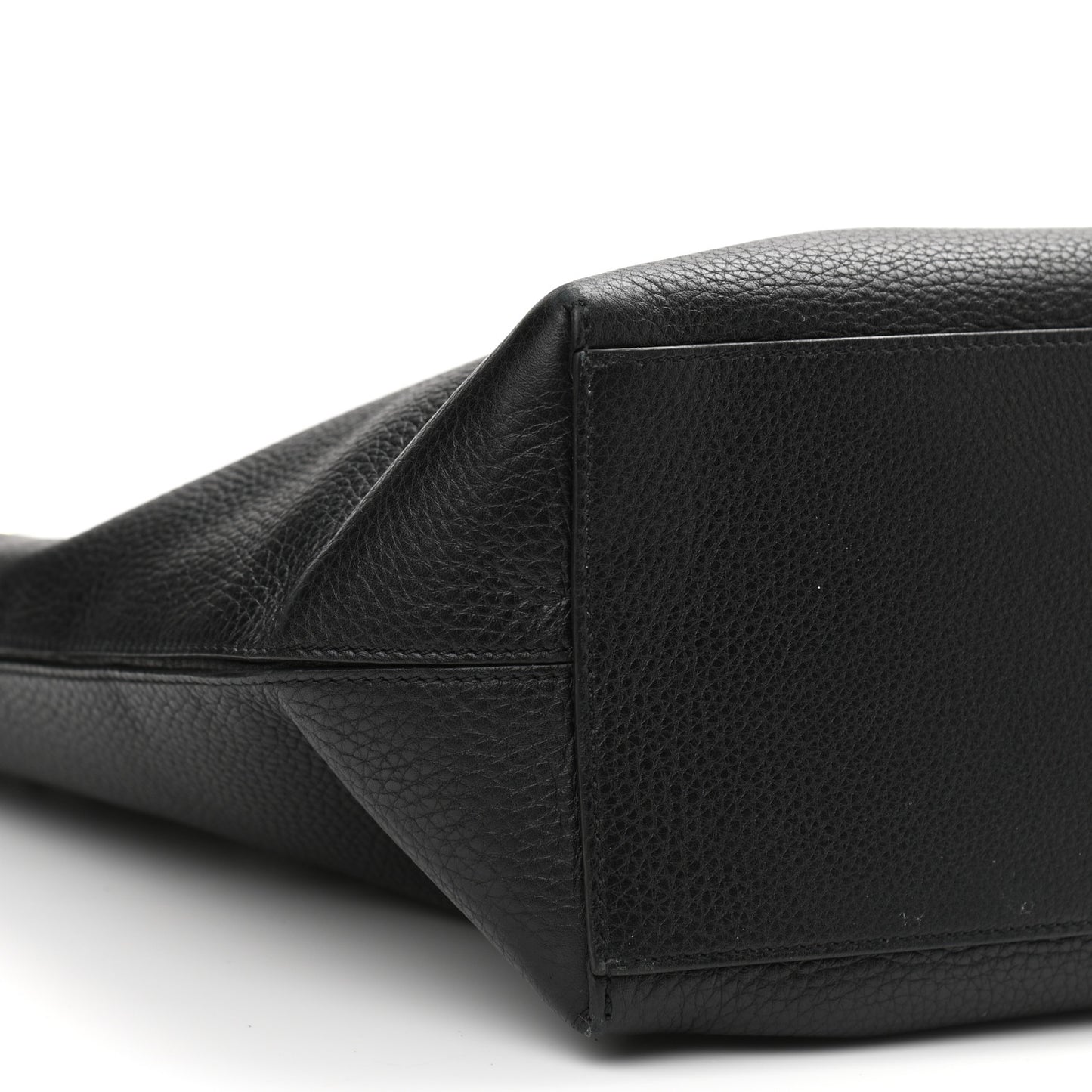 Grained Calfskin Rockstud Shoulder Tote Black