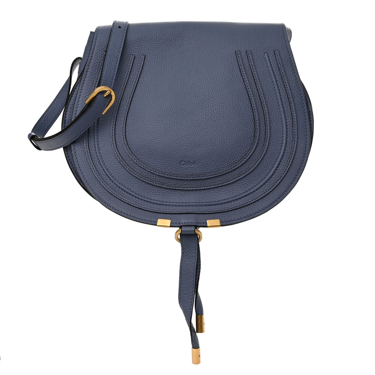 Calfskin Medium Marcie Round Crossbody Bag Street Blue