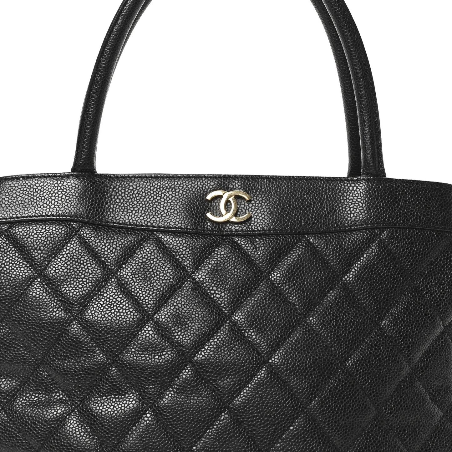 Caviar Quilted CC Shopping Tote Black