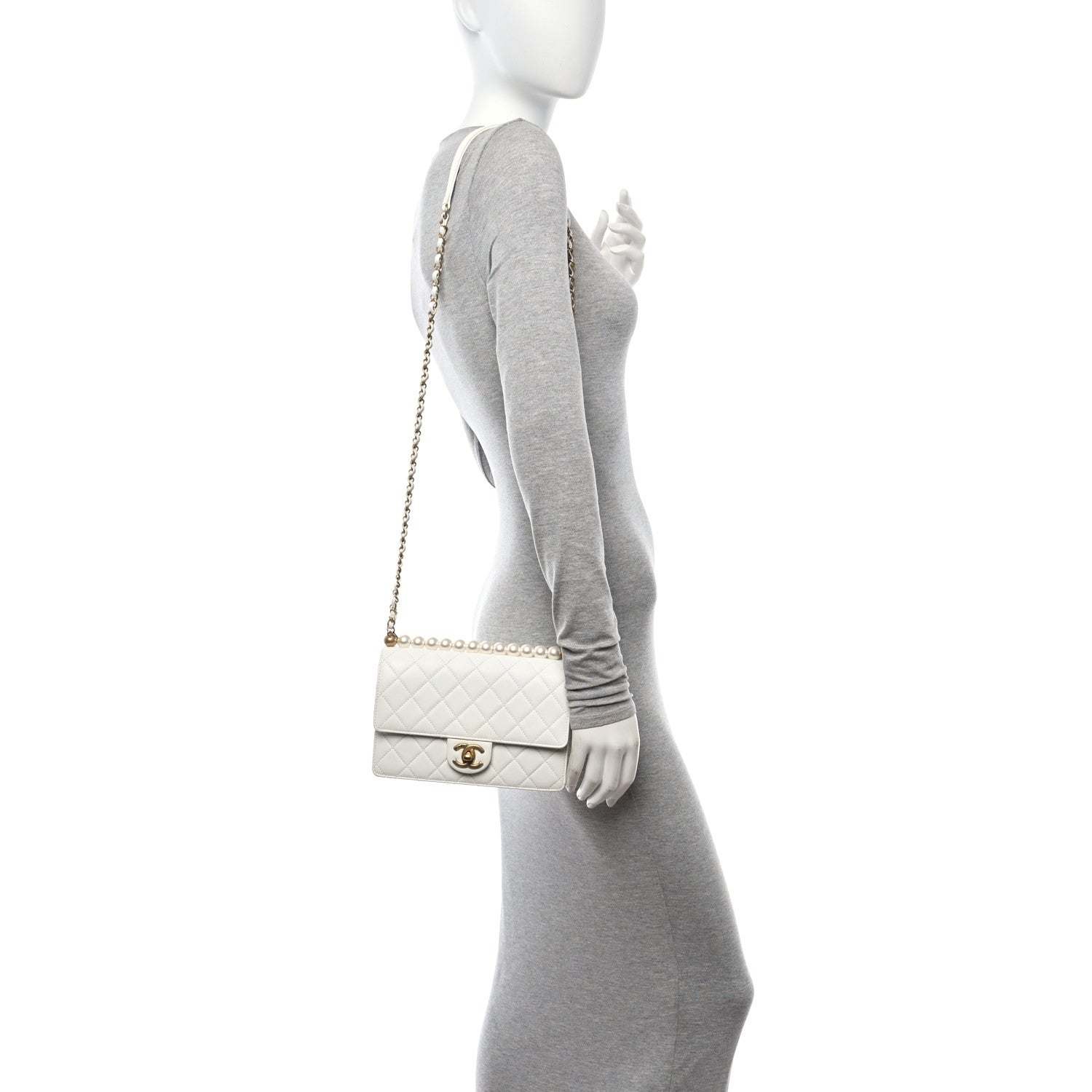 Chanel Lambskin Quilted Small Chic Pearls Flap White 2 of 10