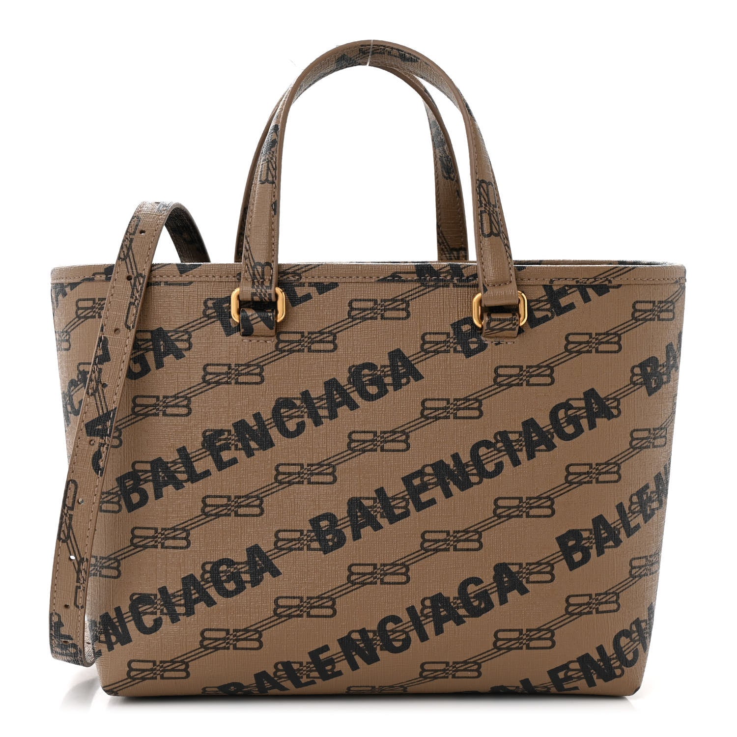 Balenciaga Coated Canvas BB Monogram Small Signature East West Shopper Bag Beige Brown 1 of 11