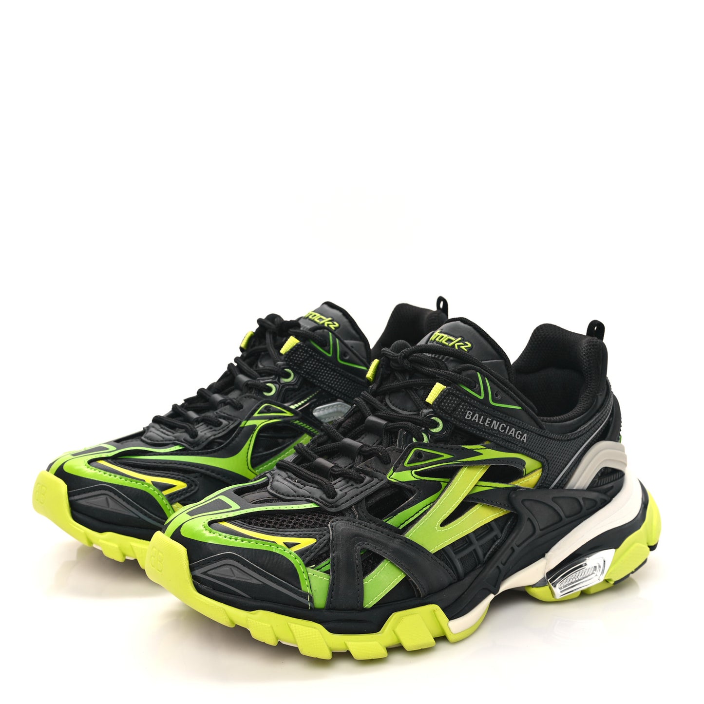Rubber Mesh Tri-Color Clear Sole Mens Track.2 Open Sneakers 39 Black Yellow