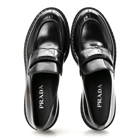 Spazzolato Triangle Logo Monolith Pointy 55mm Loafers 41 Black