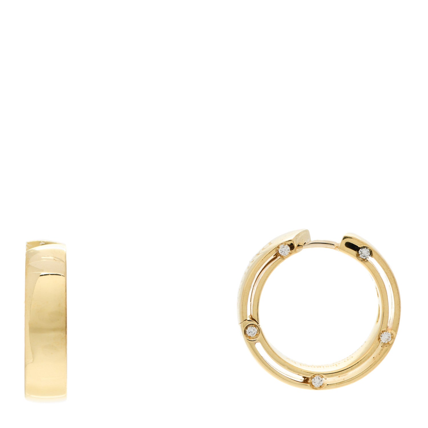 Damiani X BRAD PITT 18K Yellow Gold Diamond D.Side Hoop Earrings 1 of 5