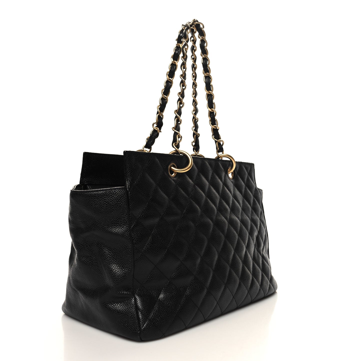Caviar Quilted Grand Timeless Shopping Tote GTT Black
