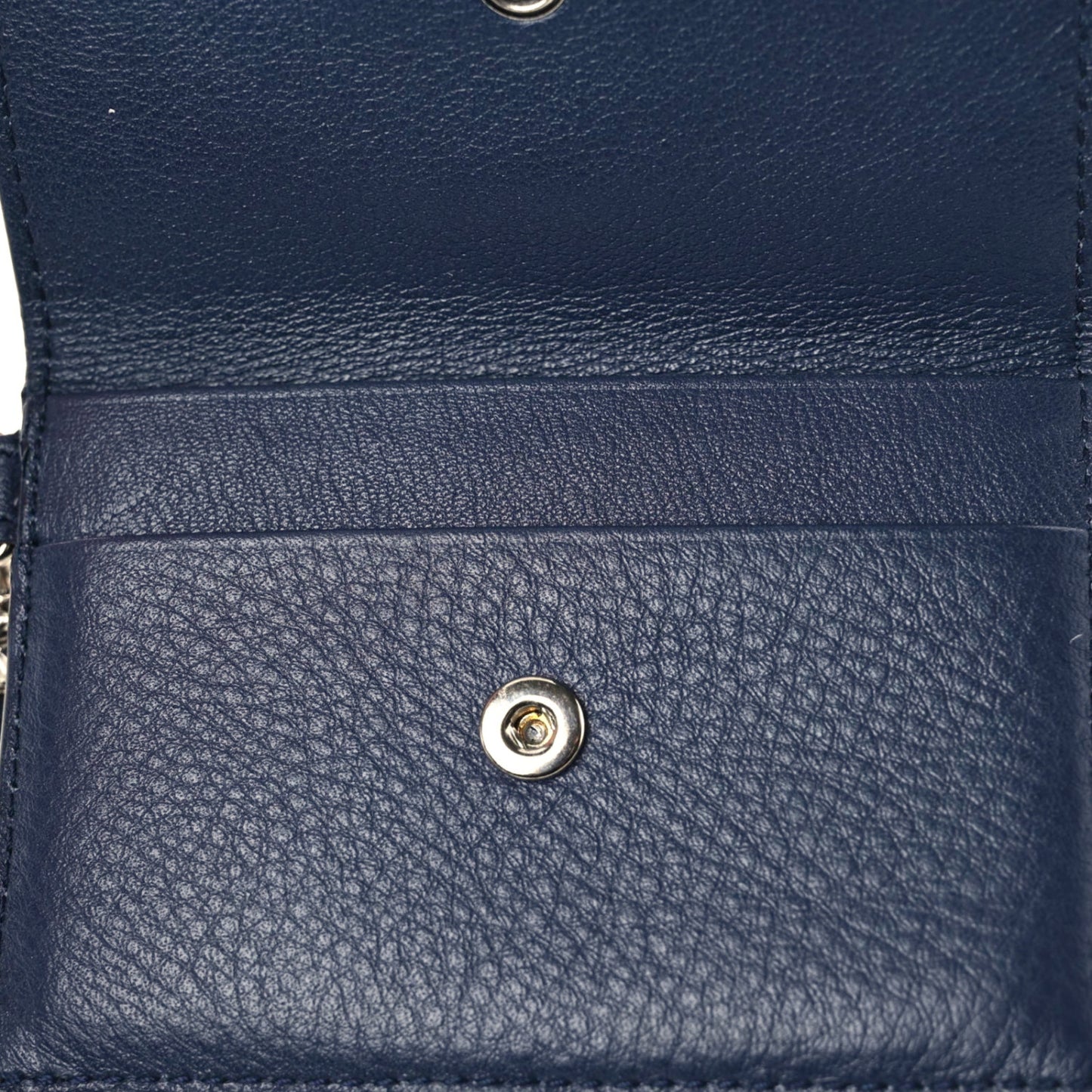 Calfskin Crystal Cheri Charm Case Wallet Navy Blue