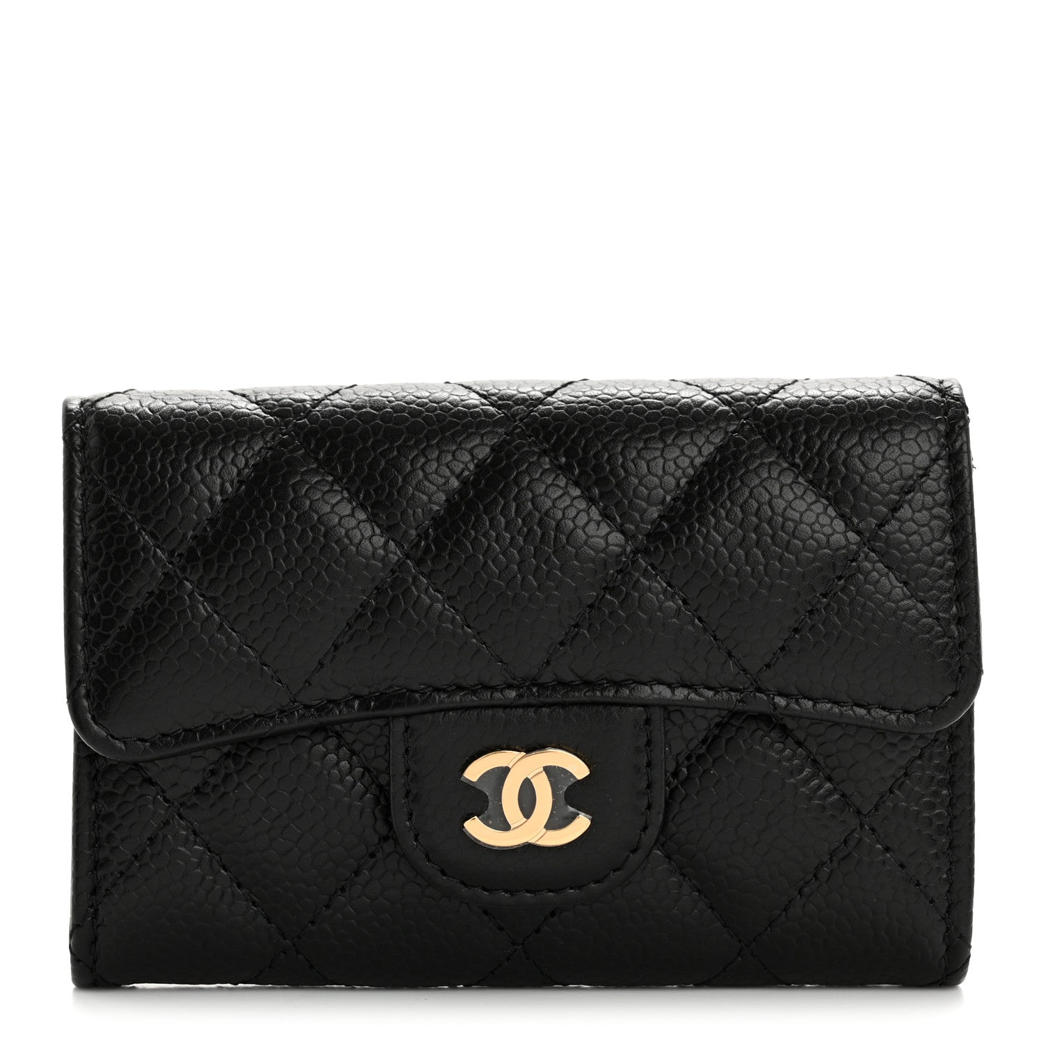 Chanel Caviar Quilted Flap Card Holder Wallet Black 1 of 9