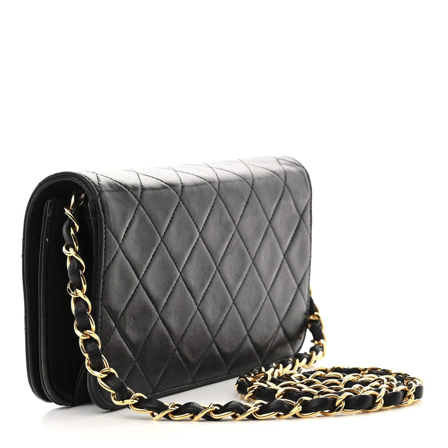 Lambskin Quilted Small Single Flap Bag Black