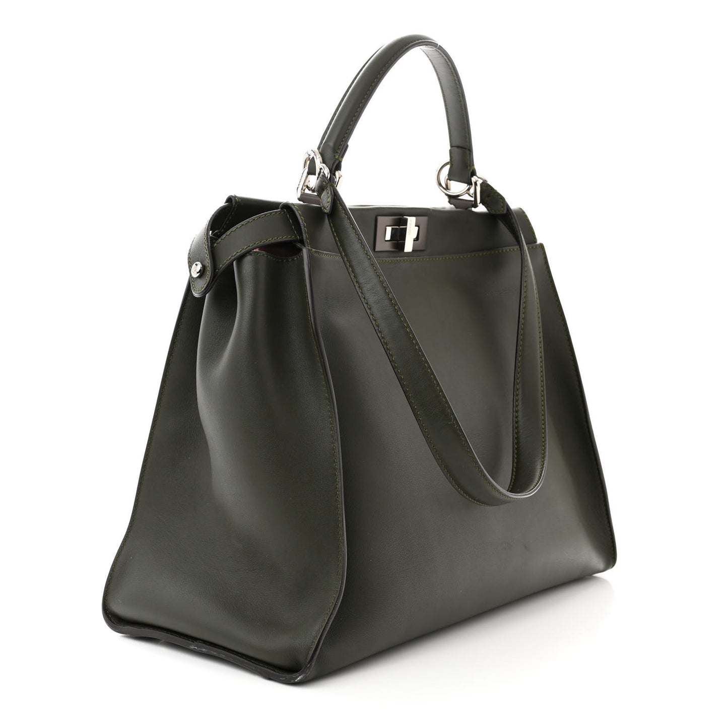 Vitello Seta Shiny Nappa Large Peekaboo Iconic Satchel Verde Prato
