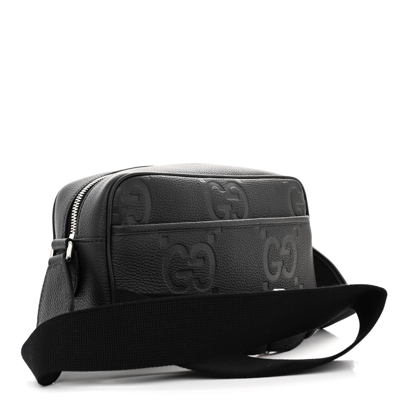 Piuma Calfskin Jumbo GG Embossed Medium Messenger Bag Black