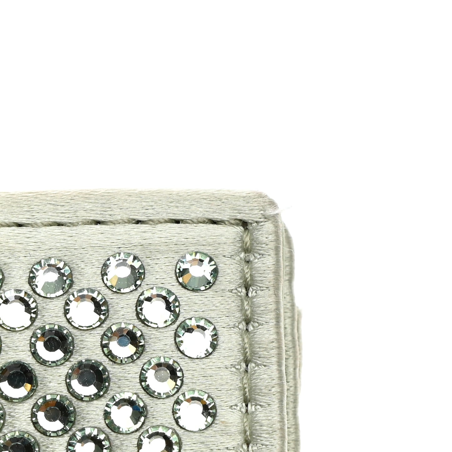 Satin Crystal Metal Triangle Logo Card Holder With Strap Acqua