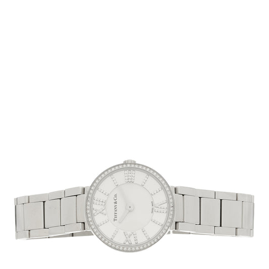 Stainless Steel Diamond Bezel 24mm Atlas 2-Hand Quartz Watch Silver