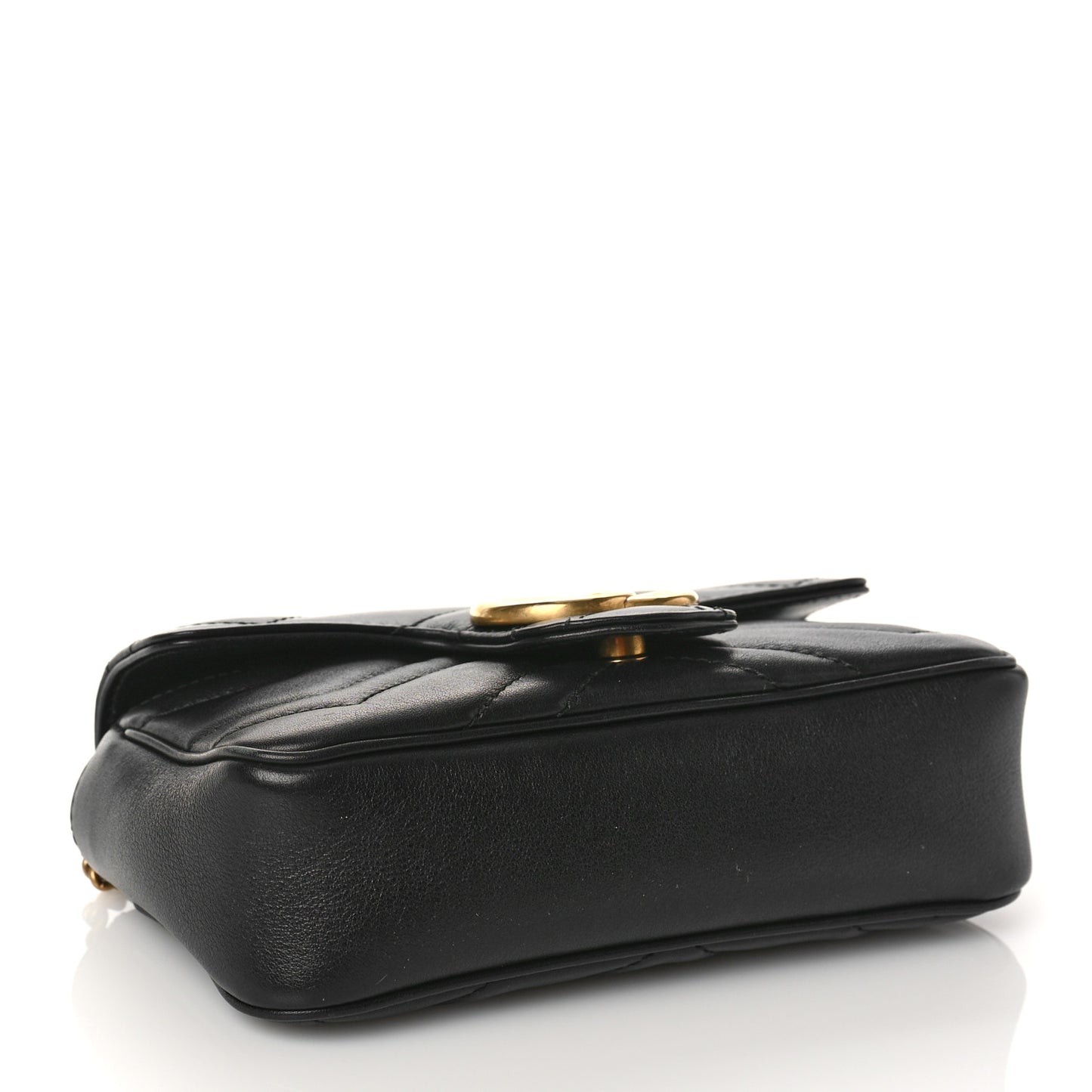 Calfskin Matelasse Super Mini GG Marmont Shoulder Bag Black