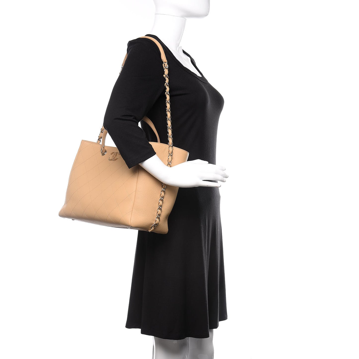 Bullskin Stitched Medium Shopping Bag Beige