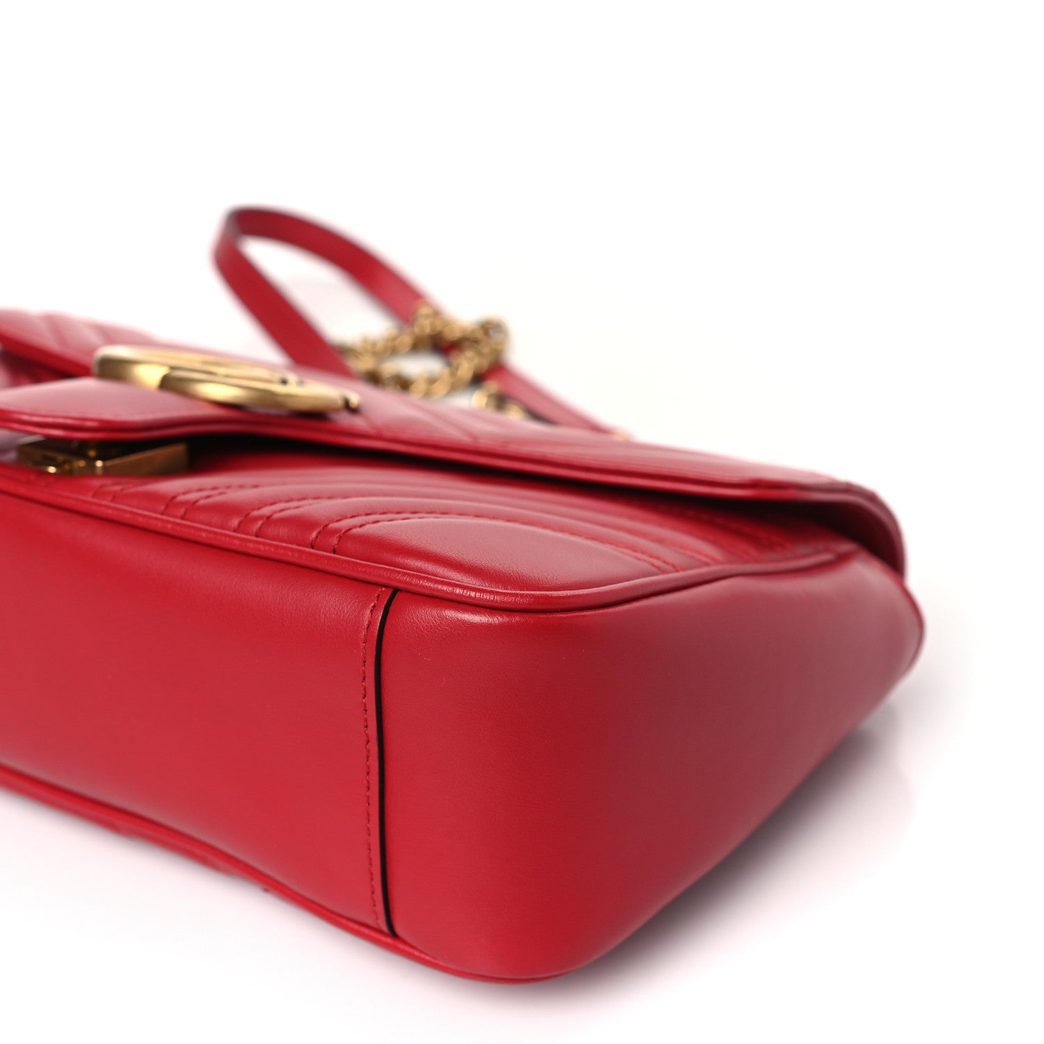 Gucci Calfskin Matelasse Small GG Marmont Shoulder Bag Hibiscus Red 9 of 9