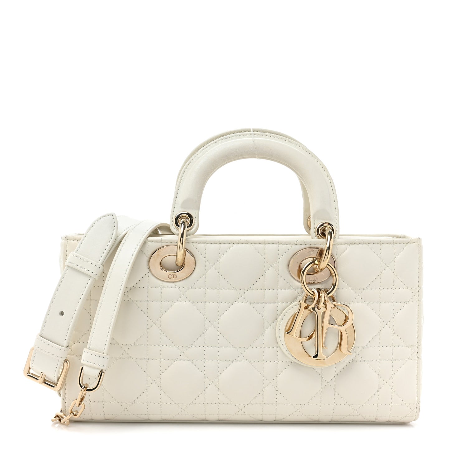 Lambskin Cannage Medium Lady D-Joy White