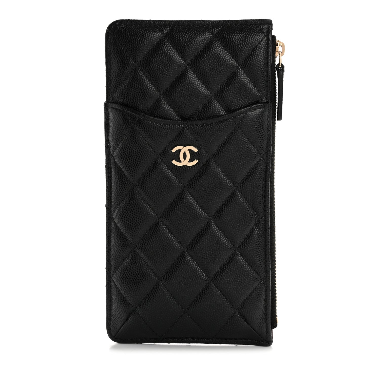 Caviar Quilted Classic Flat Wallet Pouch Black