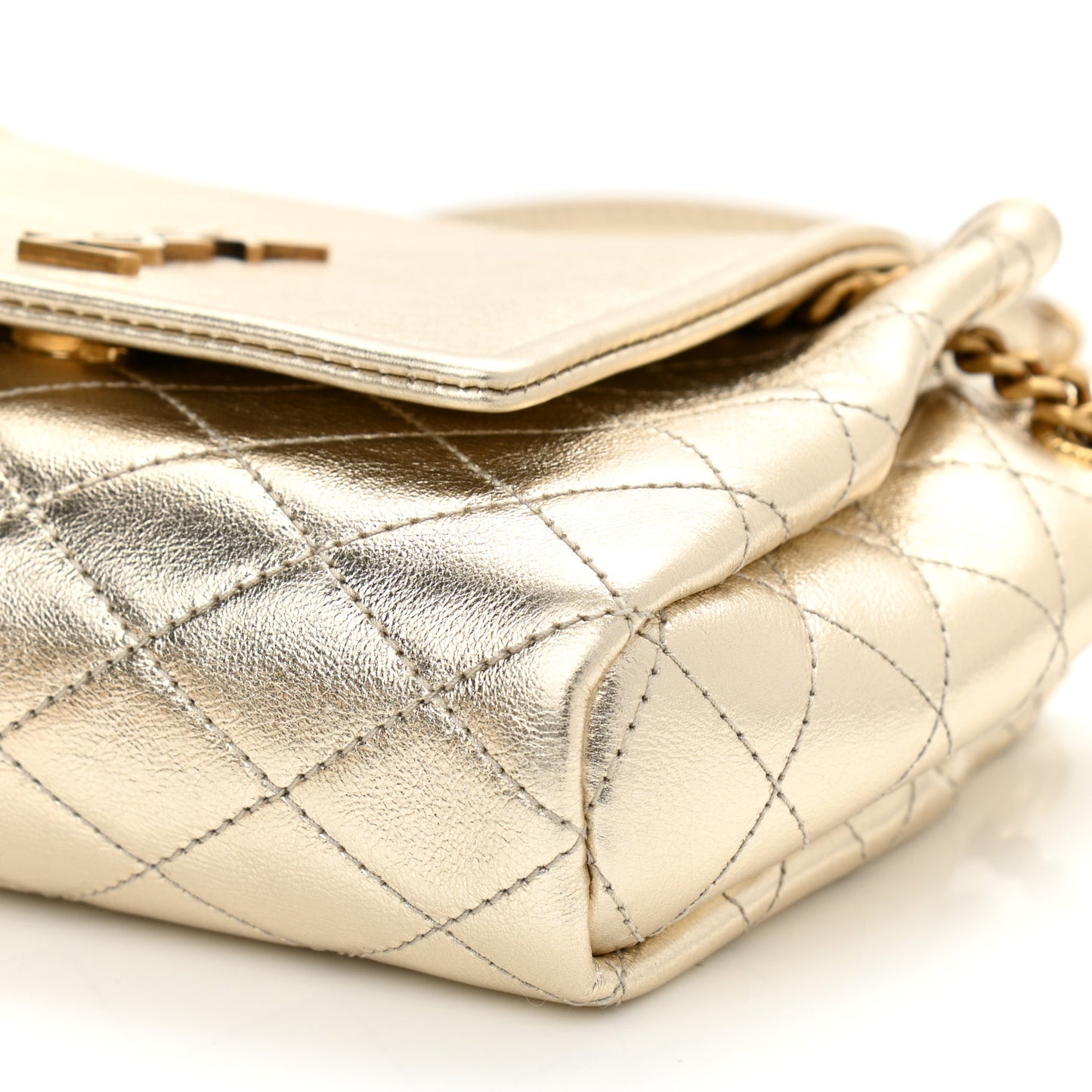 Metallic Lambskin Quilted Monogram Mini Nolita Platino
