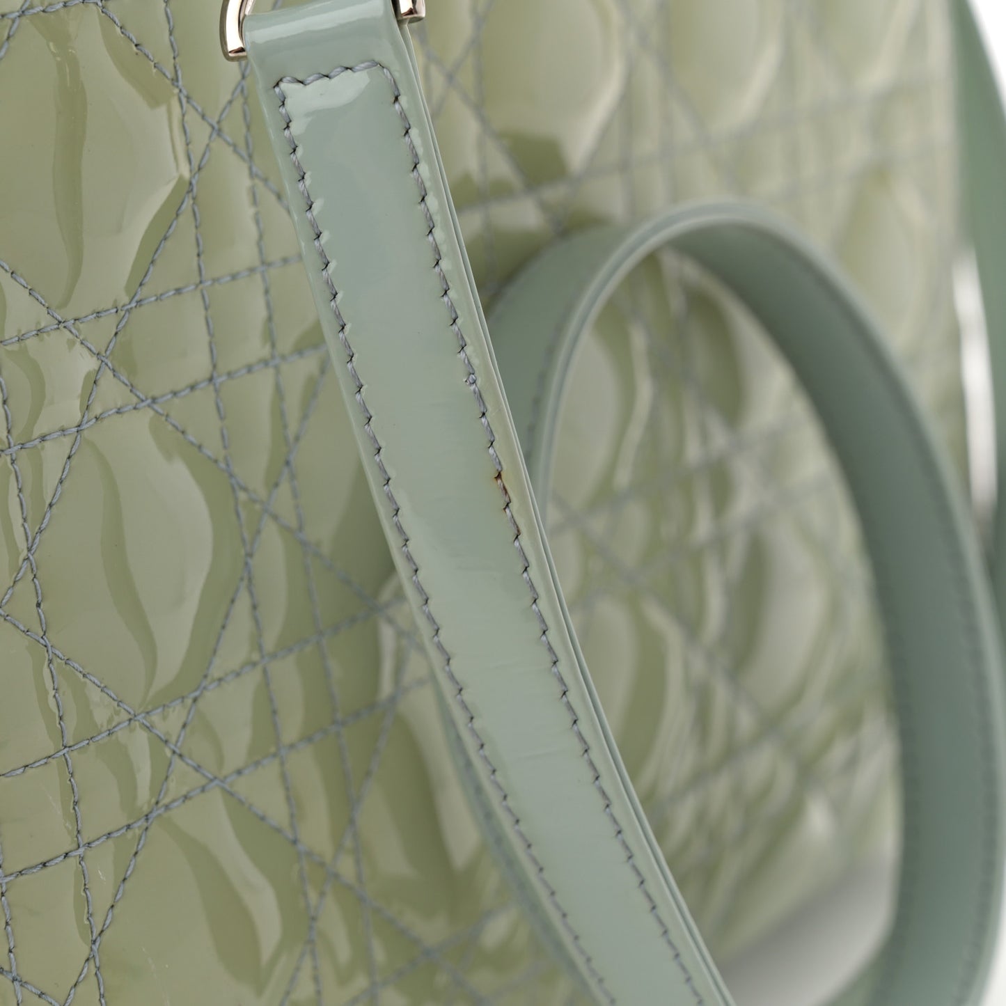 Patent Cannage Medium Lady Dior Blue Alcier