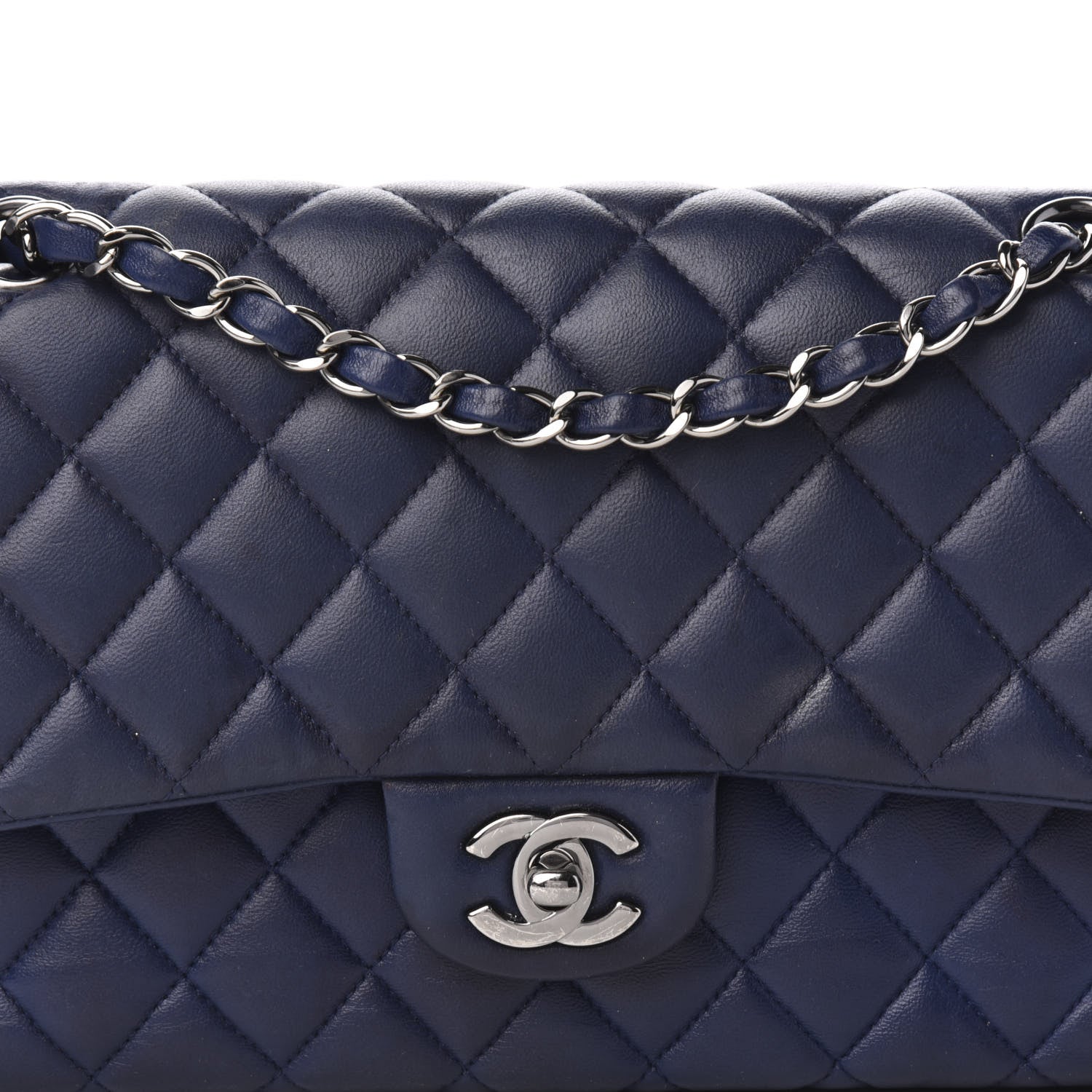 Chanel Lambskin Quilted Medium Double Flap Navy 10 of 10