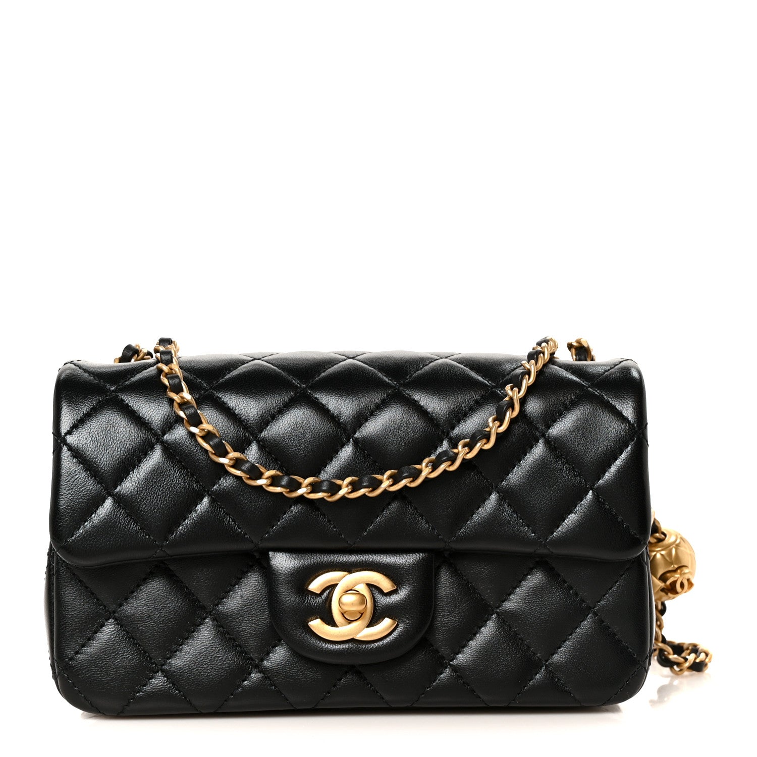Chanel Lambskin Quilted Mini Rectangular Pearl Crush Flap Black