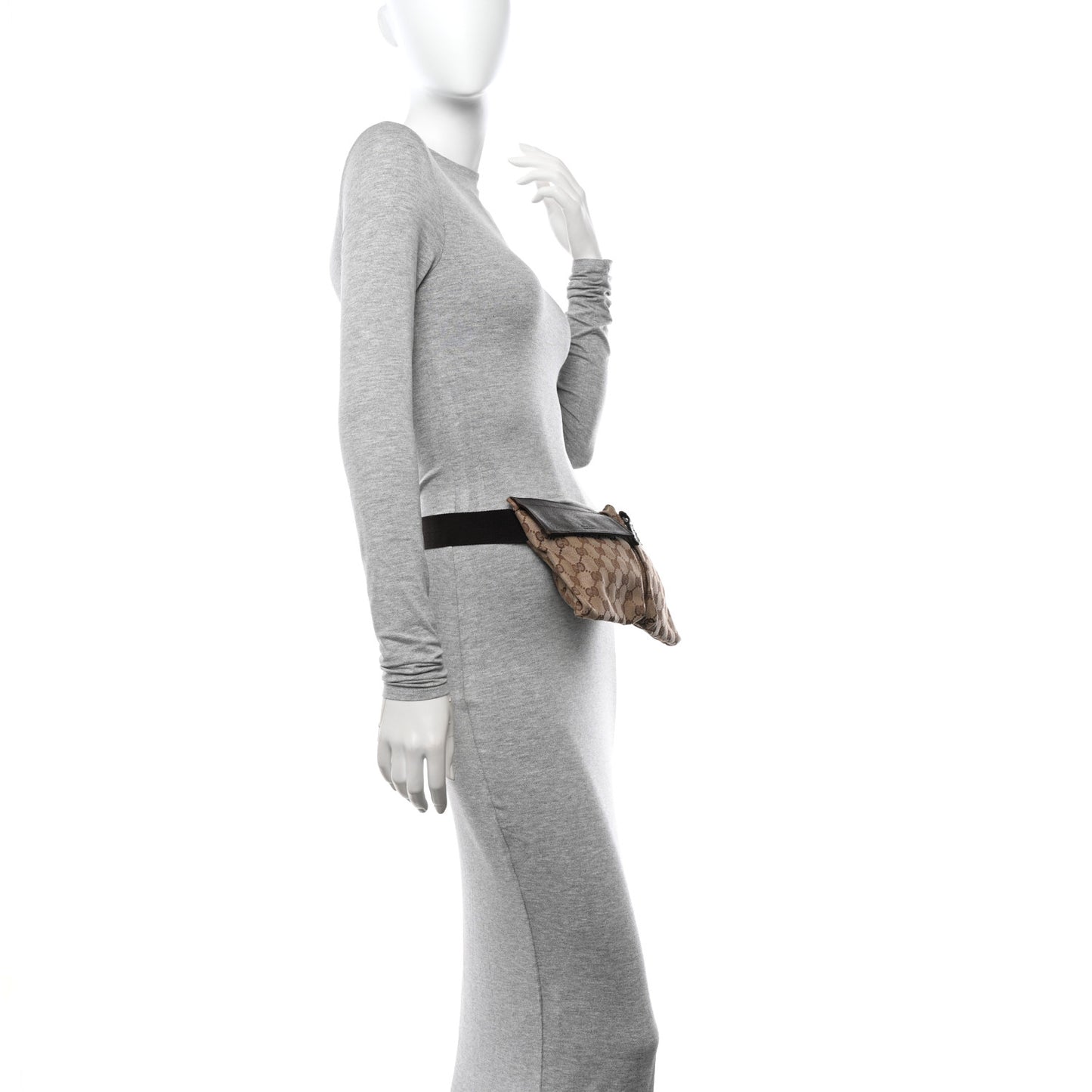 GG Monogram Double Pocket Belt Bag Dark Brown