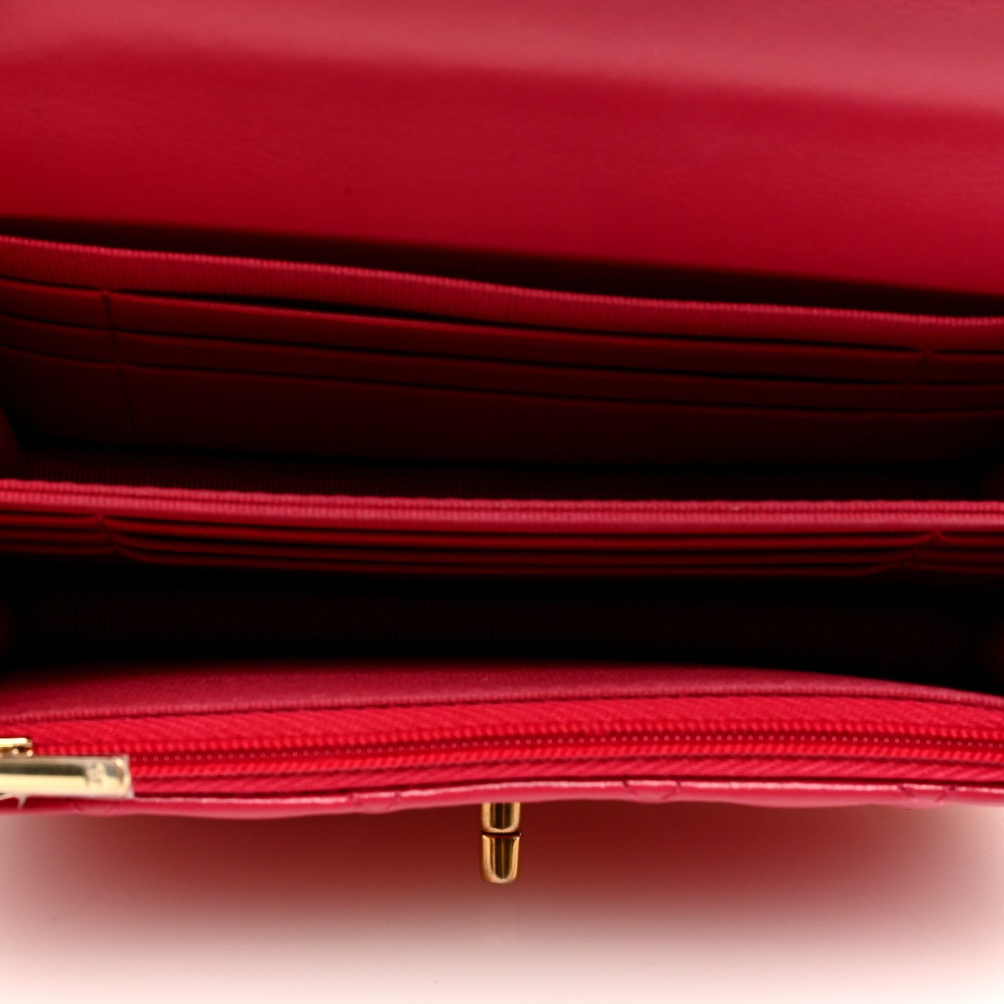 Shiny Calfskin Quilted Mini Multicolor Top Handle Wallet On Chain WOC Dark Pink