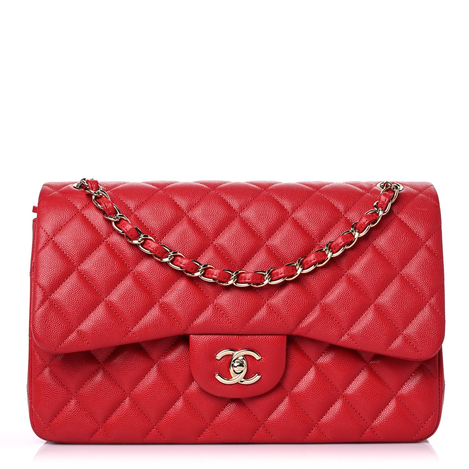 Chanel Caviar Quilted Jumbo Double Flap Red 1 of 11