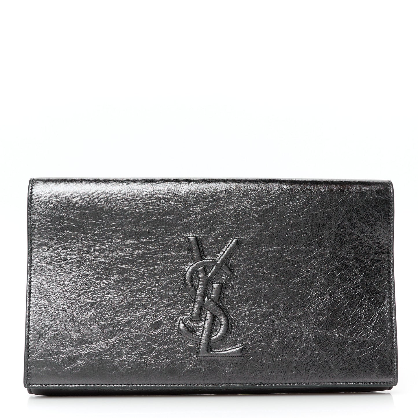 Metallic Calfskin Monogram Large Belle De Jour Clutch Dark Silver